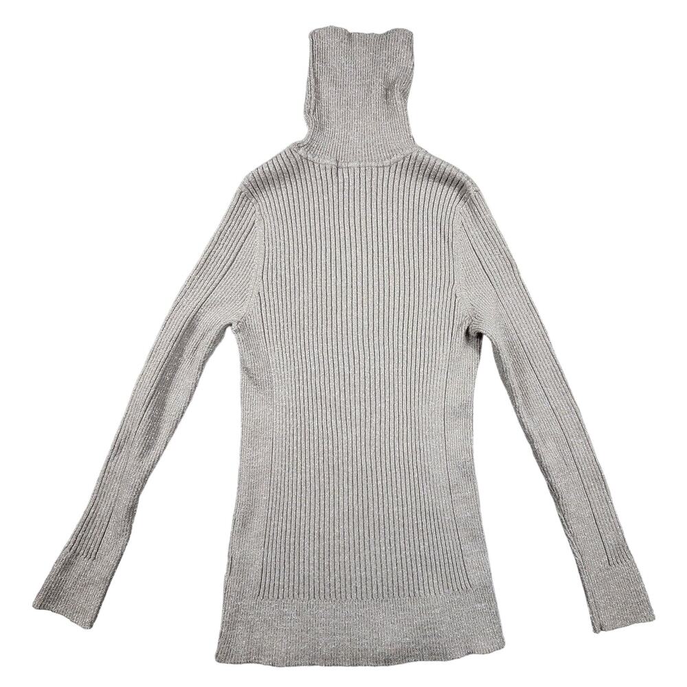 Covington Long Sleeve Ribbed Turtleneck Shirt Slim Womens Petite Medium Grayish